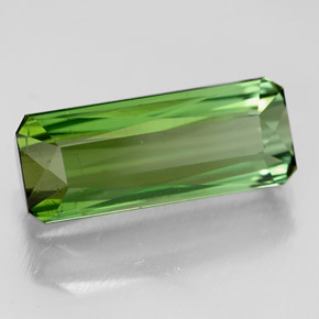 4.44캐럿 천연 네온 그린 투르말린, 에메랄드 컷, 14.7×5.9 mm, VS