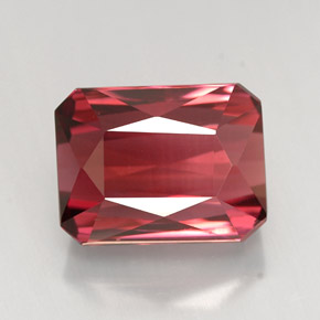 5.01캐럿 천연 로즈 레드 투르말린, 에메랄드 컷, 10.3×7.9 mm, VVS
