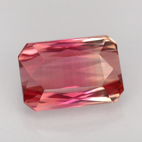 3.66캐럿 천연 바이컬러 투르말린, 에메랄드 컷, 9.8×6.7 mm, VVS-VS