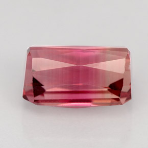 3.66캐럿 천연 바이컬러 투르말린, 에메랄드 컷, 9.8×6.7 mm, VVS-VS