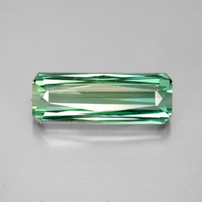 2.86캐럿 천연 푸르스름한 그린 투르말린, 에메랄드 컷, 13.8×5.1 mm, VS