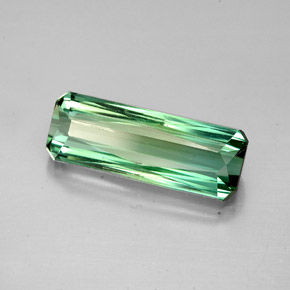 2.86캐럿 천연 푸르스름한 그린 투르말린, 에메랄드 컷, 13.8×5.1 mm, VS