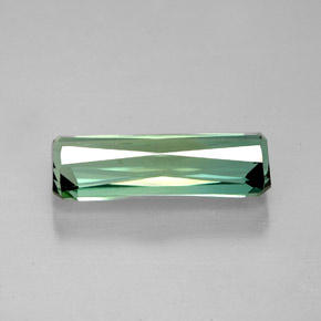 2.86캐럿 천연 푸르스름한 그린 투르말린, 에메랄드 컷, 13.8×5.1 mm, VS