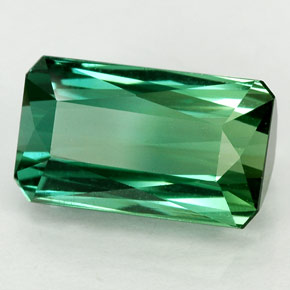3.29캐럿 천연 푸르스름한 그린 투르말린, 에메랄드 컷, 10.7×6.3 mm, VVS