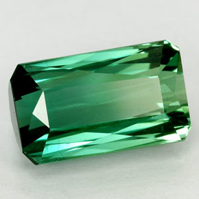 3.29캐럿 천연 푸르스름한 그린 투르말린, 에메랄드 컷, 10.7×6.3 mm, VVS
