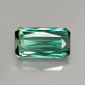 4.04캐럿 천연 푸르스름한 그린 투르말린, 에메랄드 컷, 11.9×6.8 mm, VS-SI