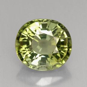 3.10캐럿 천연 노란빛 그린 투르말린, 타원형 컷, 9.3×8.4 mm, VVS