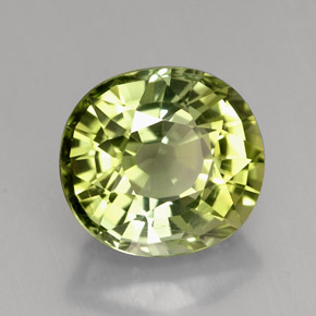 3.10캐럿 천연 노란빛 그린 투르말린, 타원형 컷, 9.3×8.4 mm, VVS