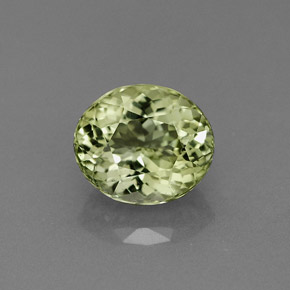 1.84캐럿 천연 노란빛 그린 투르말린, 타원형 컷, 8×6.9 mm, VS
