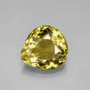 2.59캐럿 천연 녹빛 골든 투르말린, 배 모양, 9.5×8.8 mm, IF