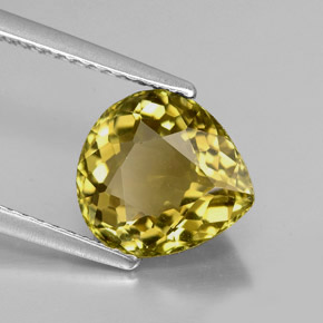 2.59캐럿 천연 녹빛 골든 투르말린, 배 모양, 9.5×8.8 mm, IF