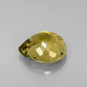 2.59캐럿 천연 녹빛 골든 투르말린, 배 모양, 9.5×8.8 mm, IF