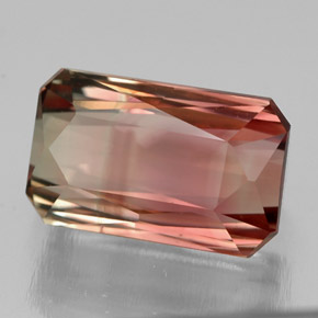 3.98캐럿 천연 바이컬러 투르말린, 에메랄드 컷, 10.9×6.8 mm, VVS