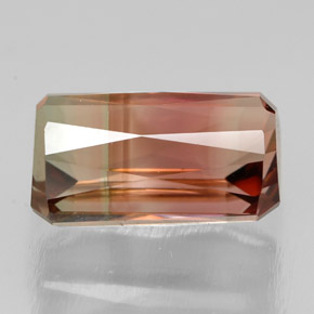 3.98캐럿 천연 바이컬러 투르말린, 에메랄드 컷, 10.9×6.8 mm, VVS