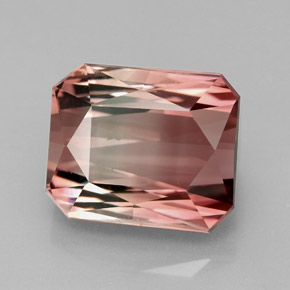 8.55캐럿 천연 바이컬러 투르말린, 에메랄드 컷, 12×10 mm, IF