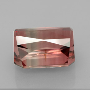 8.55캐럿 천연 바이컬러 투르말린, 에메랄드 컷, 12×10 mm, IF