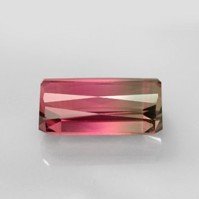6.44캐럿 천연 바이컬러 투르말린, 에메랄드 컷, 14×7.4 mm, VVS