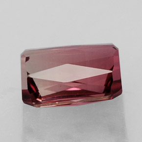 3.29캐럿 천연 멀티 핑크 투르말린, 에메랄드 컷, 9.1×6.7 mm, VS-SI