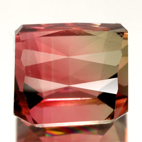 3.88캐럿 천연 워터멜론 투르말린, 에메랄드 컷, 7.8×7.7 mm, VVS-VS