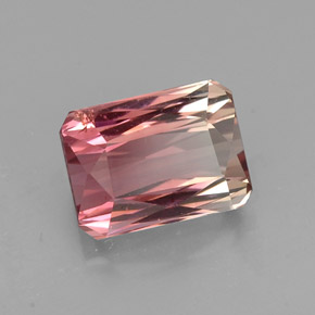 2.27캐럿 천연 멀티 핑크 투르말린, 에메랄드 컷, 8.2×6.1 mm, VS-SI