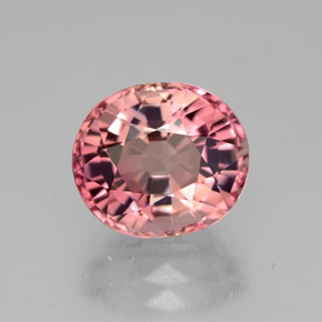 3.43캐럿 천연 로즈 핑크 투르말린, 타원형 컷, 9.7×8.5 mm, VVS