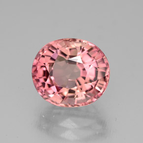 3.43캐럿 천연 로즈 핑크 투르말린, 타원형 컷, 9.7×8.5 mm, VVS