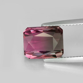 5.27캐럿 천연 바이컬러 투르말린, 에메랄드 컷, 10.7×8.6 mm, VVS