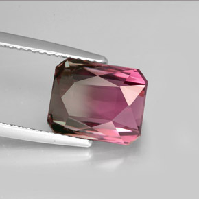 5.27캐럿 천연 바이컬러 투르말린, 에메랄드 컷, 10.7×8.6 mm, VVS