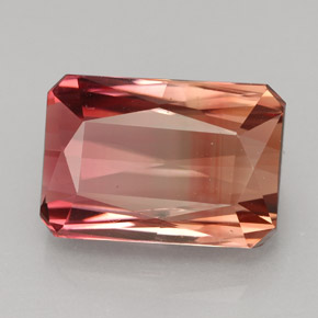 8.91캐럿 천연 바이컬러 투르말린, 에메랄드 컷, 13.7×9.4 mm, VVS