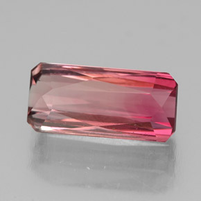 3.00캐럿 천연 멀티 핑크 투르말린, 에메랄드 컷, 11.6×5.4 mm, VS