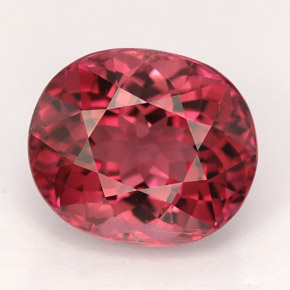 5.16캐럿 천연 핑크빛 레드 투르말린, 타원형 컷, 11.2×9.6 mm, VVS
