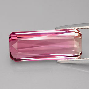 5.99캐럿 천연 멀티 핑크 투르말린, 에메랄드 컷, 17.4×7.2 mm, IF