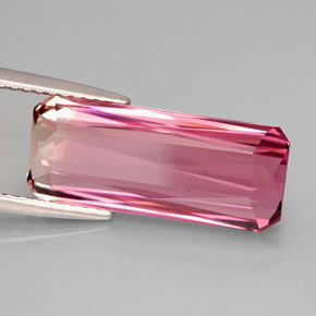 5.99캐럿 천연 멀티 핑크 투르말린, 에메랄드 컷, 17.4×7.2 mm, IF