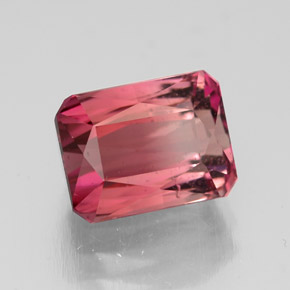 3.55캐럿 천연 멀티 핑크 투르말린, 에메랄드 컷, 9.1×7 mm, VS-SI
