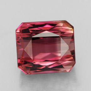 4.55캐럿 천연 멀티컬러 투르말린, 에메랄드 컷, 8.7×7.9 mm, VS
