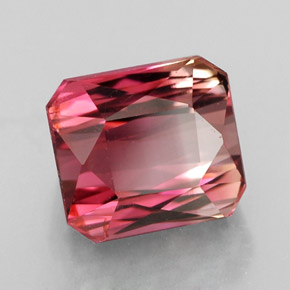 4.55캐럿 천연 멀티컬러 투르말린, 에메랄드 컷, 8.7×7.9 mm, VS