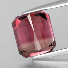 4.55캐럿 천연 멀티컬러 투르말린, 에메랄드 컷, 8.7×7.9 mm, VS