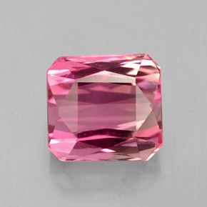 3.95캐럿 천연 멀티 핑크 투르말린, 에메랄드 컷, 8.6×8 mm, VVS-VS