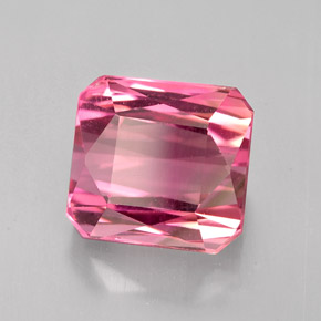 3.95캐럿 천연 멀티 핑크 투르말린, 에메랄드 컷, 8.6×8 mm, VVS-VS