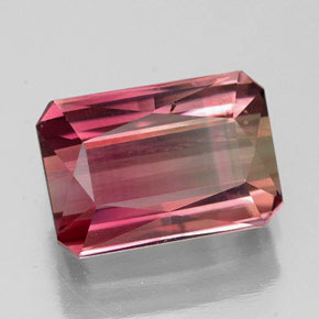 4.35캐럿 천연 멀티 핑크 투르말린, 에메랄드 컷, 11.3×7.8 mm, VS-SI