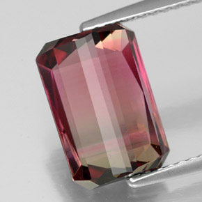 4.35캐럿 천연 멀티 핑크 투르말린, 에메랄드 컷, 11.3×7.8 mm, VS-SI