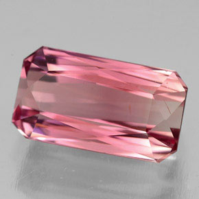 5.13캐럿 천연 바이올렛 핑크 투르말린, 에메랄드 컷, 12.9×7.3 mm, VVS