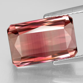 6.72캐럿 천연 바이컬러 투르말린, 에메랄드 컷, 12.8×8.4 mm, VVS