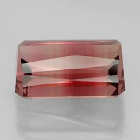 6.72캐럿 천연 바이컬러 투르말린, 에메랄드 컷, 12.8×8.4 mm, VVS