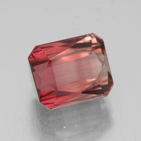 4.02캐럿 천연 오렌지 핑크 투르말린, 에메랄드 컷, 8.7×7.3 mm, VVS-VS