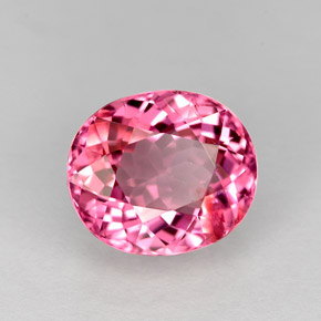 2.23캐럿 천연 딥 핑크 투르말린, 타원형 컷, 8.5×7.4 mm, VVS-VS