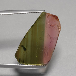 12.07캐럿 천연 워터멜론 투르말린, 투명한, 25.4×14.9 mm, 투명/반투명