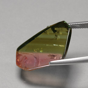 12.07캐럿 천연 워터멜론 투르말린, 투명한, 25.4×14.9 mm, 투명/반투명