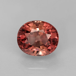 2.40캐럿 천연 오렌지 로즈 투르말린, 타원형 컷, 8.6×7.4 mm, VVS-VS