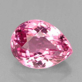 3.39캐럿 천연 핑크 투르말린, 배 모양, 10.9×8.4 mm, VVS